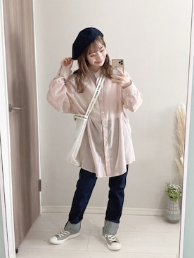 「BEAMS BOY（ビームスボーイ）のアイテム（ハンチング/ベレー帽）」を使った、まるさん（レディース・153cm）の夏コーディネート