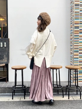 「ehka sopo（エヘカソポ）のアイテム（ハンチング/ベレー帽）」を使った、まるさん（レディース・153cm）の秋コーディネート