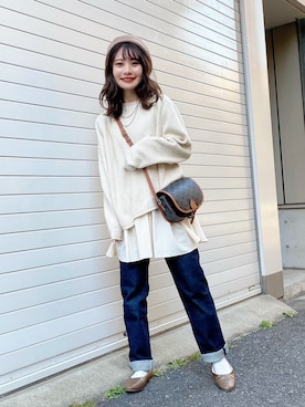 「アイテム（ハンチング/ベレー帽）」を使った、まるさん（レディース・153cm）の冬コーディネート