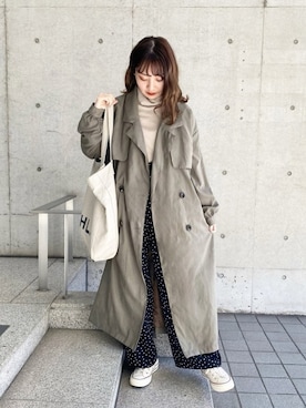 「kutir（クティール）のアイテム（トレンチコート）」を使った、まるさん（レディース・153cm）の冬コーディネート
