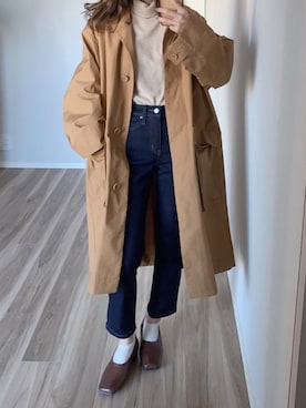 「春コート」｜まるさん（レディース・153cm）の冬コーディネート