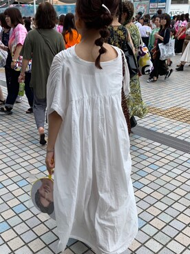 「古着好きな人と繋がりたい」｜「アイテム（シャツワンピース）」を使った、naomaruさん（レディース・156cm）の夏コーディネート