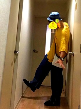 「ポケットＴシャツ」｜「アイテム（サロペット/オーバーオール）」を使った、丸太郎さん（メンズ・166cm）の夏コーディネート