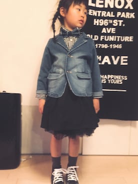 「MICKEY MOUSE（ミッキーマウス）のアイテム（ソックス/靴下）」を使った、san☻さん（キッズ・122cm）の冬コーディネート