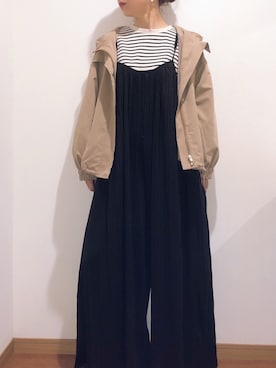 「プリーツサロペット」｜satomiさん（レディース・164cm）の春コーディネート