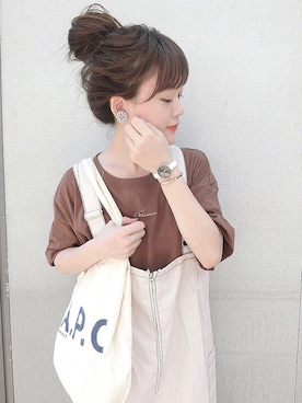 「ダニエルウェリントン」｜「アイテム（ジャンパースカート）」を使った、chicchimoさん（レディース・152cm）の夏コーディネート