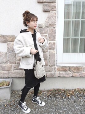 「bodurine（ボドゥリネ）のアイテム（その他アウター）」を使った、chicchimoさん（レディース・152cm）の冬コーディネート