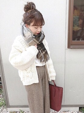 「FOSSIL（フォッシル）のアイテム（バックパック/リュック）」を使った、chicchimoさん（レディース・152cm）の冬コーディネート