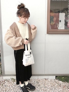 「GRL（グレイル）のアイテム（ブルゾン）」を使った、chicchimoさん（レディース・152cm）の冬コーディネート