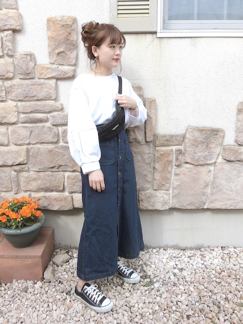 MSGM デニム ボタンフロント ロングスカート MSGM デニム ボタンフロント ロングスカート MSGM デニム ボタン