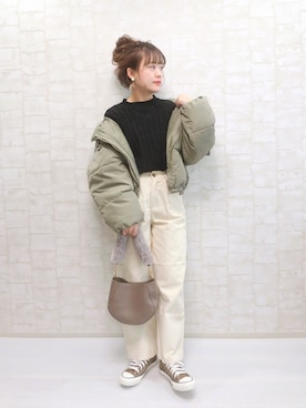 「fifth（フィフス）の中綿ショートダウンコート（ダウンジャケット/コート）」を使った、chicchimoさん（レディース・152cm）の冬コーディネート