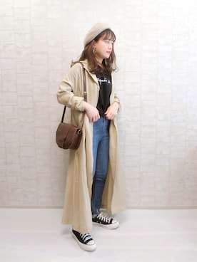 「CONVERSE（コンバース）のconverse コンバース ALL STAR PLTS OX オールスター PLTS オックス 32893351 *BLACK（スニーカー）」を使った、chicchimoさん（レディース・152cm）の春コーディネート