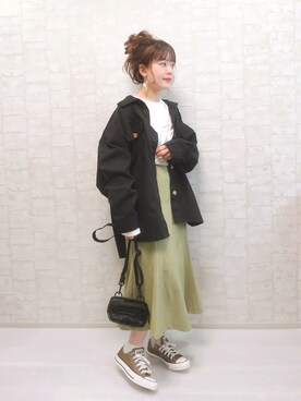 「GRL（グレイル）のアイテム（その他アウター）」を使った、chicchimoさん（レディース・152cm）の春コーディネート