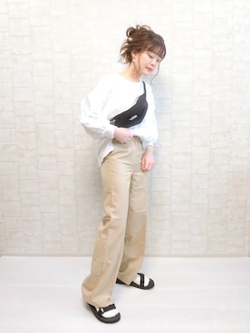 「DHOLIC（ディーホリック）のアイテム（スウェット）」を使った、chicchimoさん（レディース・152cm）の春コーディネート