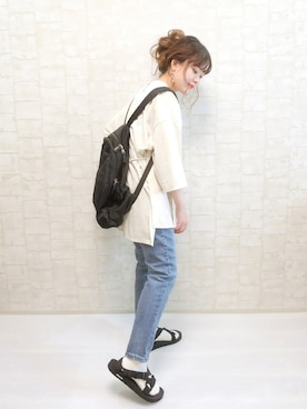 「GRL（グレイル）のテーパードデニムパンツ（デニムパンツ）」を使った、chicchimoさん（レディース・152cm）の春コーディネート