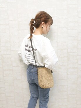 「GRL（グレイル）のテーパードデニムパンツ（デニムパンツ）」を使った、chicchimoさん（レディース・152cm）の夏コーディネート