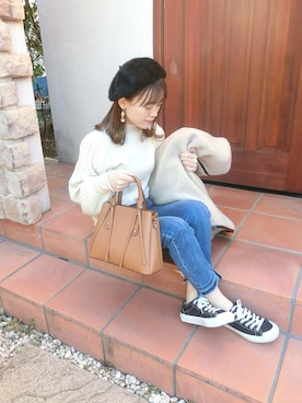 「パイピングコート」｜「アイテム（ノーカラージャケット）」を使った、chicchimoさん（レディース・152cm）の冬コーディネート