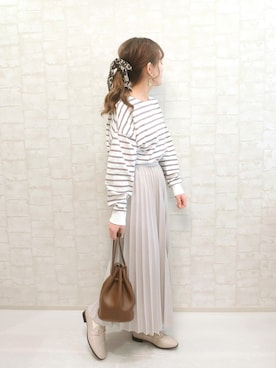 「GRL（グレイル）のプリーツスカート（スカート）」を使った、chicchimoさん（レディース・152cm）の冬コーディネート