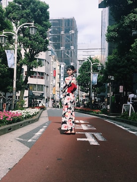 「お姉ちゃんののアイテム（浴衣）」を使った、内山あみさん（レディース・152cm・10代）の夏コーディネート
