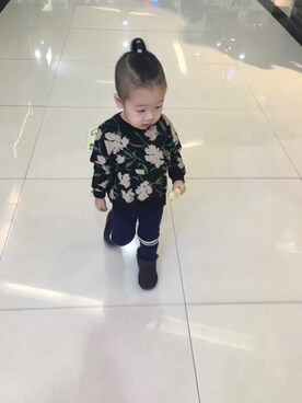 「アイテム（タイツ/ストッキング、ブルー系）」を使った、张三疯9604さん（キッズ・90cm）の秋コーディネート