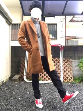 「オールスター」｜「アイテム（チェスターコート）」を使った、まーくんさん（メンズ・173cm）の冬コーディネート