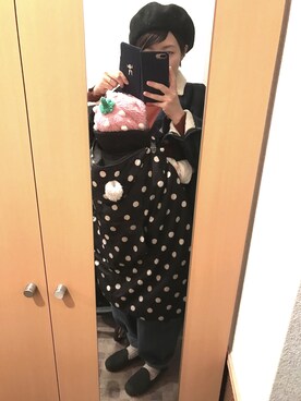 「にゃー」｜「アイテム（ハンチング/ベレー帽）」を使った、asumickyさん（レディース・157cm）の冬コーディネート