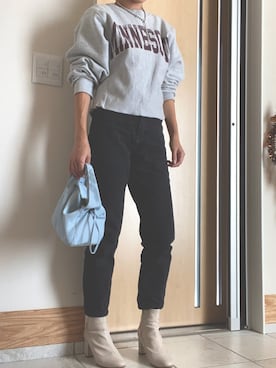 「CAPRICIEUX LE'MAGE（カプリシューレマージュ）のストレッチショートブーツ（ブーツ）」を使った、k__sさん（レディース・158cm）の秋コーディネート