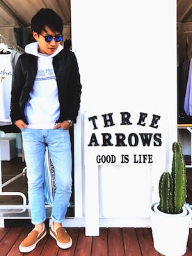 「AG JEANS（エージージーンズ）のアイテム」を使った、Yunoshin_38さん（メンズ・162cm）の冬コーディネート