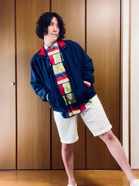 「GIVENCHY（ジバンシイ）のアイテム（ジャケット/アウター）」を使った、柄シャツのサトシ🌻さん（メンズ・169cm）の春コーディネート