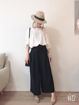 「MERCURYDUO（マーキュリーデュオ）のアイテム（帽子）」を使った、kumikoroさん（レディース・161cm）の秋コーディネート