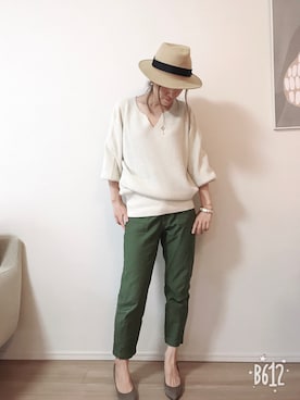 「MERCURYDUO（マーキュリーデュオ）のアイテム（帽子）」を使った、kumikoroさん（レディース・161cm）の秋コーディネート