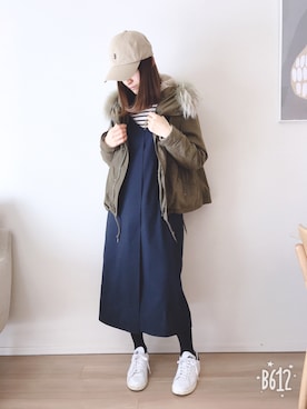 「スタンスミス」｜「アイテム（モッズコート）」を使った、kumikoroさん（レディース・161cm）の冬コーディネート