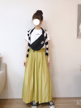 kumikoroさんの「KBF+　消しプリーツサテンロングスカート」を使ったコーディネート