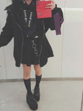 「病みかわいい」｜「アイテム（ジャケット/アウター）」を使った、うめさん（レディース・150cm）の春コーディネート