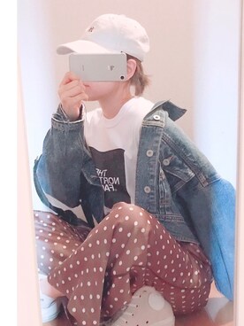 「JF Ready Made（ジェイエフレディメイド）のアイテム（パンツ）」を使った、MIU*さん（レディース・153cm）の春コーディネート