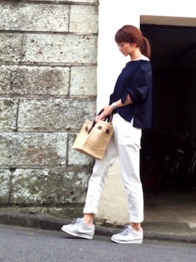 「BEAUTY&YOUTH UNITED ARROWS（ビューティーアンドユースユナイテッドアローズ）のby ※∵デニムテーパードパンツ◆（デニムパンツ）」を使った、ＬＵＭＩＥさん（レディース・163cm）の夏コーディネート