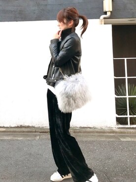「SLOBE IENA（スローブイエナ）のアイテム（ライダースジャケット）」を使った、ＬＵＭＩＥさん（レディース・163cm）の秋コーディネート