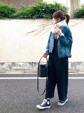 「TIENS ecoute（ティアンエクート）のアイテム（オールインワン・サロペット）」を使った、ＬＵＭＩＥさん（レディース・163cm）の冬コーディネート