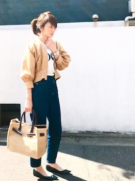 「ADAM ET ROPE'（アダムエロペ）のアイテム（ブルゾン）」を使った、ＬＵＭＩＥさん（レディース・163cm）の春コーディネート