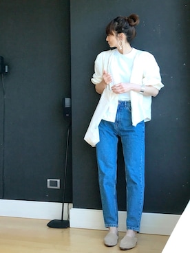 「PAULOWNIA（ポロウニア）のサージカルステンレスフープピアス（ピアス（両耳用））」を使った、ＬＵＭＩＥさん（レディース・163cm）の春コーディネート