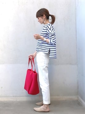 「BEAUTY&YOUTH UNITED ARROWS（ビューティーアンドユースユナイテッドアローズ）のby ※∵デニムテーパードパンツ◆（デニムパンツ）」を使った、ＬＵＭＩＥさん（レディース・163cm）の春コーディネート
