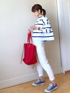 「BEAUTY&YOUTH UNITED ARROWS（ビューティーアンドユースユナイテッドアローズ）のby ※∵デニムテーパードパンツ◆（デニムパンツ）」を使った、ＬＵＭＩＥさん（レディース・163cm）の春コーディネート