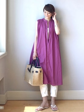 「BEAUTY&YOUTH UNITED ARROWS（ビューティーアンドユースユナイテッドアローズ）のby ※∵デニムテーパードパンツ◆（デニムパンツ）」を使った、ＬＵＭＩＥさん（レディース・163cm）の春コーディネート