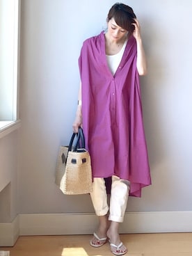 「BEAUTY&YOUTH UNITED ARROWS（ビューティーアンドユースユナイテッドアローズ）のby ※∵デニムテーパードパンツ◆（デニムパンツ）」を使った、ＬＵＭＩＥさん（レディース・163cm）の夏コーディネート