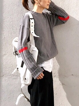 「NANING9（ナンニング）のNANING9 リブ編ポイントセーター（ニット/セーター）」を使った、ＬＵＭＩＥさん（レディース・163cm）の秋コーディネート