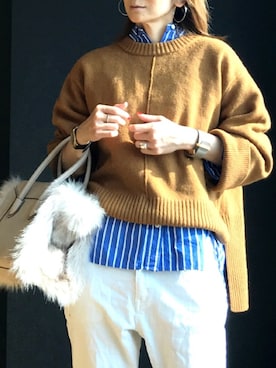 「BEAUTY&YOUTH UNITED ARROWS（ビューティーアンドユースユナイテッドアローズ）のby ※∵デニムテーパードパンツ◆（デニムパンツ）」を使った、ＬＵＭＩＥさん（レディース・163cm）の冬コーディネート