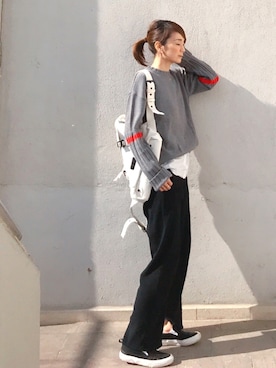 「NANING9（ナンニング）のNANING9 リブ編ポイントセーター（ニット/セーター）」を使った、ＬＵＭＩＥさん（レディース・163cm）の冬コーディネート