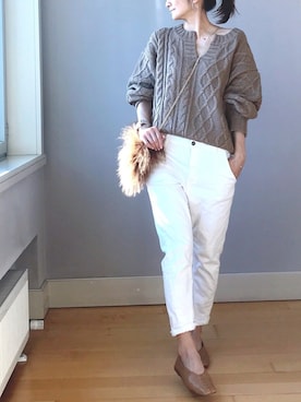 「BEAUTY&YOUTH UNITED ARROWS（ビューティーアンドユースユナイテッドアローズ）のby ※∵デニムテーパードパンツ◆（デニムパンツ）」を使った、ＬＵＭＩＥさん（レディース・163cm）の冬コーディネート