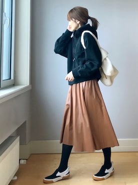 「MEDE19F（メデジュウキュウ）のアイテム（バッグ）」を使った、ＬＵＭＩＥさん（レディース・163cm）の冬コーディネート