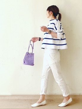 「BEAUTY&YOUTH UNITED ARROWS（ビューティーアンドユースユナイテッドアローズ）のby ※∵デニムテーパードパンツ◆（デニムパンツ）」を使った、ＬＵＭＩＥさん（レディース・163cm）の春コーディネート